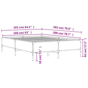 vidaXL Bed Frame Black 160x200 cm Engineered Wood and Metal
