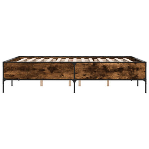 vidaXL Bed Frame Smoked Oak 160x200 cm Engineered Wood and Metal
