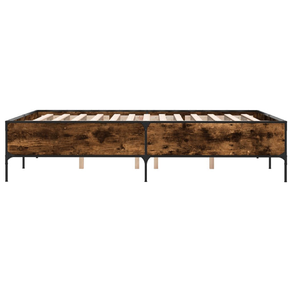 vidaXL Bed Frame Smoked Oak 160x200 cm Engineered Wood and Metal