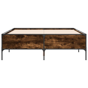 vidaXL Bed Frame Smoked Oak 120x190 cm Engineered Wood and Metal