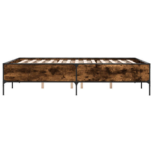 vidaXL Bed Frame Smoked Oak 120x190 cm Engineered Wood and Metal