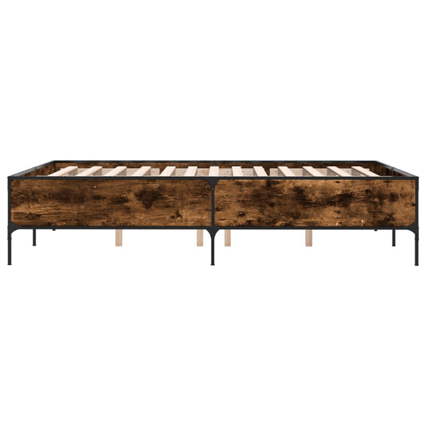 vidaXL Bed Frame Smoked Oak 120x190 cm Engineered Wood and Metal