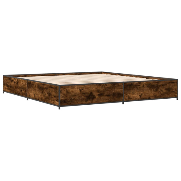 vidaXL Bed Frame Smoked Oak 180x200 cm Engineered Wood and Metal