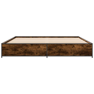 vidaXL Bed Frame Smoked Oak 180x200 cm Engineered Wood and Metal