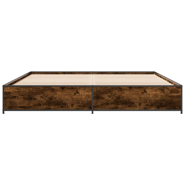 vidaXL Bed Frame Smoked Oak 180x200 cm Engineered Wood and Metal