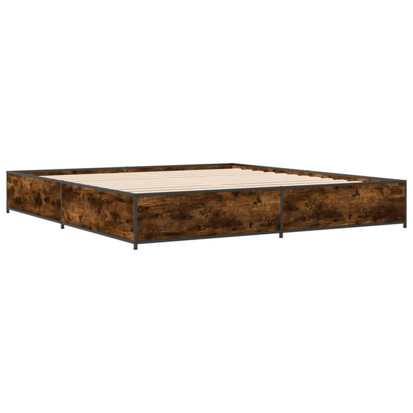 vidaXL Bed Frame Smoked Oak 180x200 cm Engineered Wood and Metal