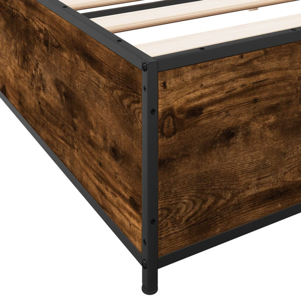 vidaXL Bed Frame Smoked Oak 180x200 cm Engineered Wood and Metal