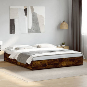 vidaXL Bed Frame Smoked Oak 180x200 cm Engineered Wood and Metal