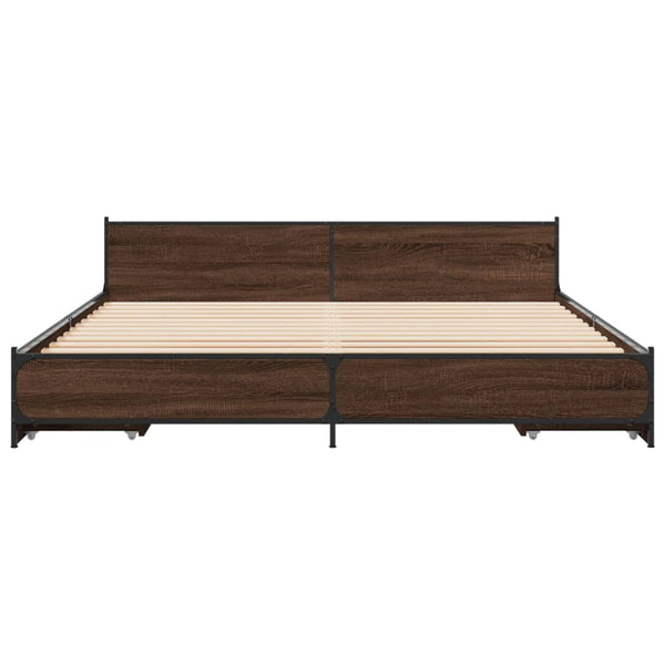 vidaXL Bed Frame with Drawers Brown Oak-Effect 180x200 cm