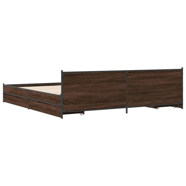 vidaXL Bed Frame with Drawers Brown Oak-Effect 180x200 cm