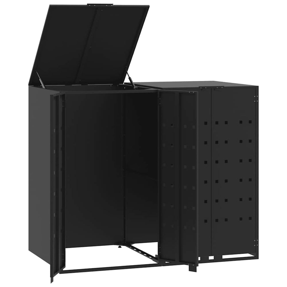 vidaXL Dustbin Shed for 2 Bins Black 138x79x117 cm Steel