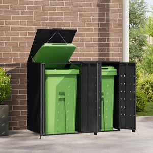 vidaXL Dustbin Shed for 2 Bins Black 138x79x117 cm Steel