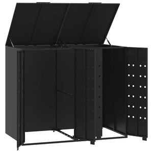 vidaXL Dustbin Shed for 2 Bins Black 138x79x117 cm Steel