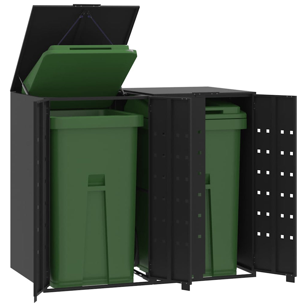 vidaXL Dustbin Shed for 2 Bins Black 138x79x117 cm Steel