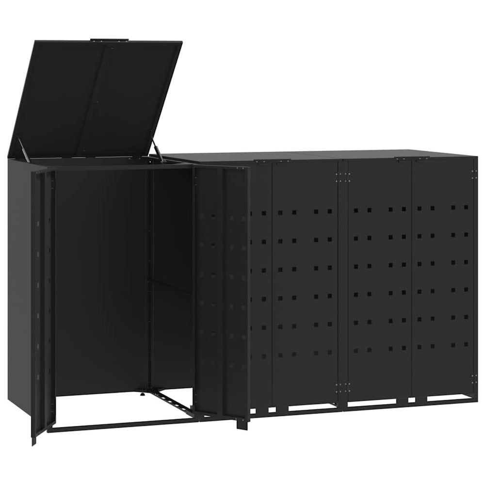 vidaXL Triple Wheelie Bin Shed Black 207x79x117 cm Steel