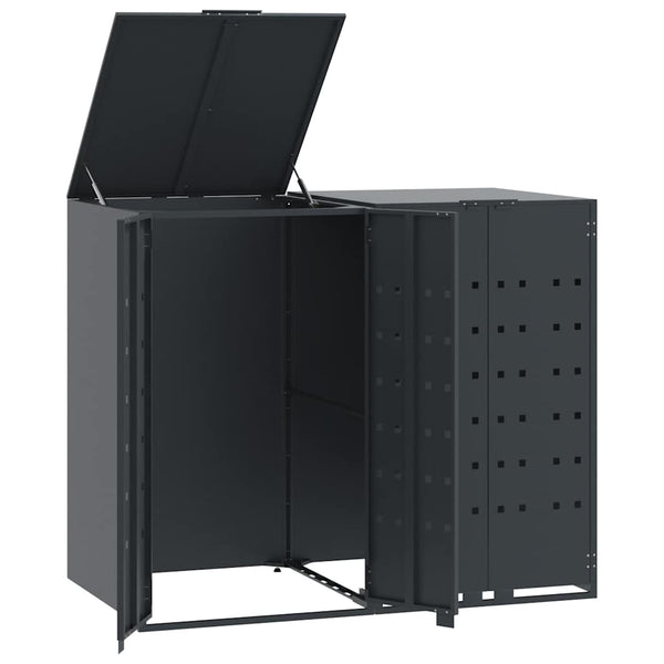 vidaXL Bin Storage Shed for 2 Bins Anthracite 138x79x117 cm Steel