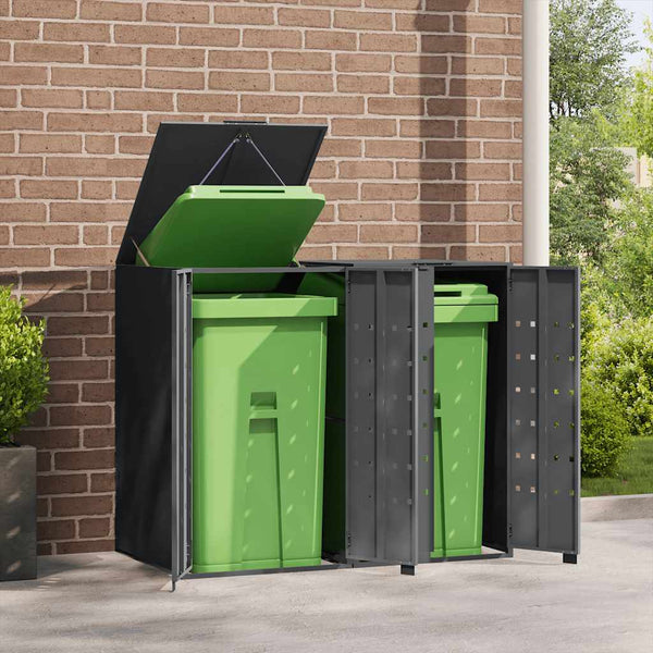 vidaXL Bin Storage Shed for 2 Bins Anthracite 138x79x117 cm Steel