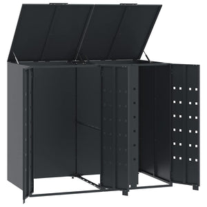 vidaXL Bin Storage Shed for 2 Bins Anthracite 138x79x117 cm Steel