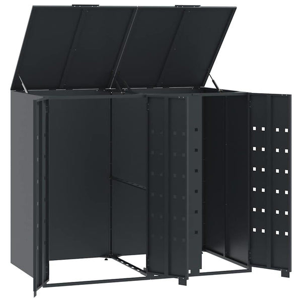 vidaXL Bin Storage Shed for 2 Bins Anthracite 138x79x117 cm Steel