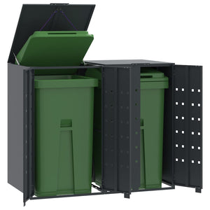 vidaXL Bin Storage Shed for 2 Bins Anthracite 138x79x117 cm Steel