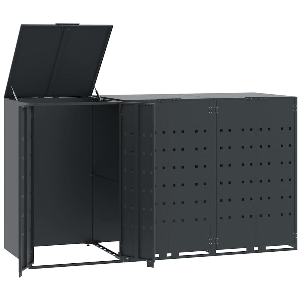 vidaXL 3-Bin Wheelie Bin Shed Anthracite 207x79x117 cm Steel