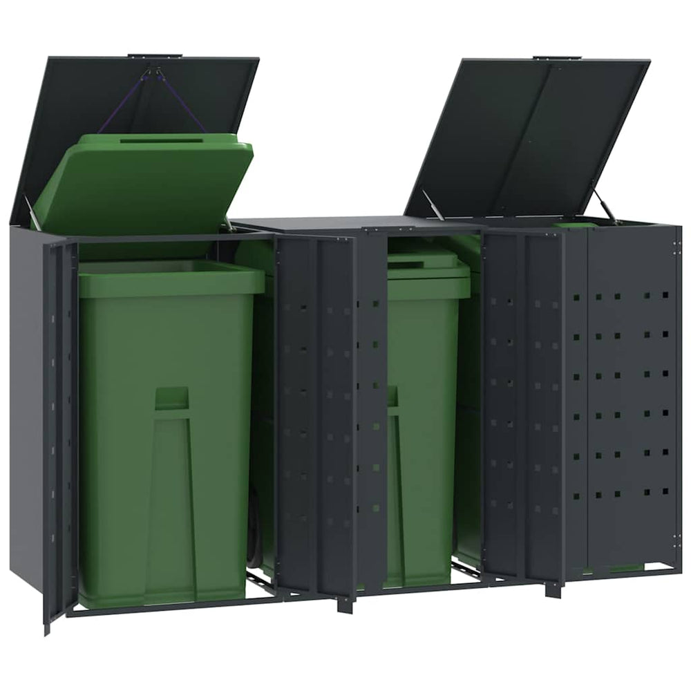 vidaXL 3-Bin Wheelie Bin Shed Anthracite 207x79x117 cm Steel