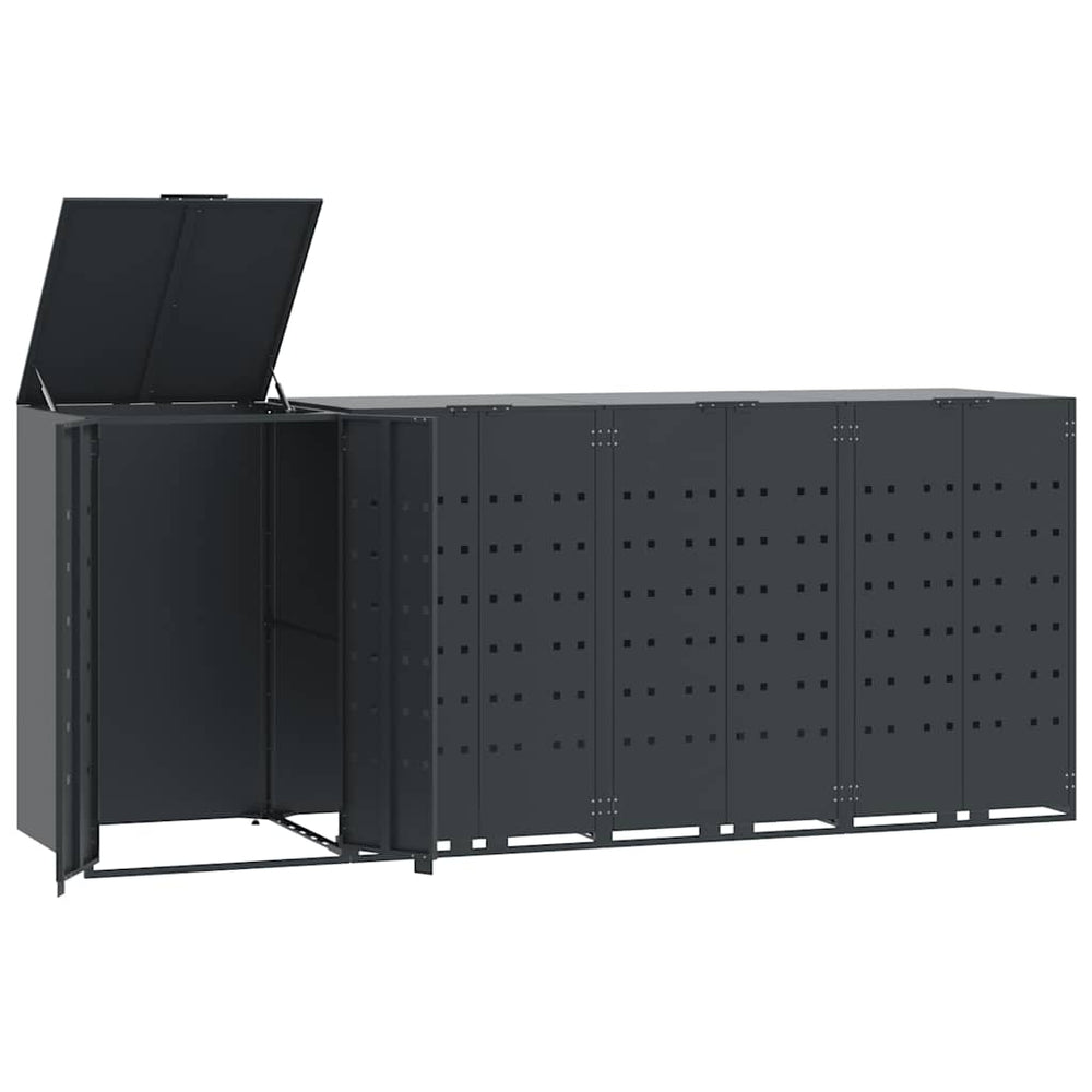 vidaXL 4-Bin Wheelie Bin Shed Anthracite 276x79x117 cm Steel