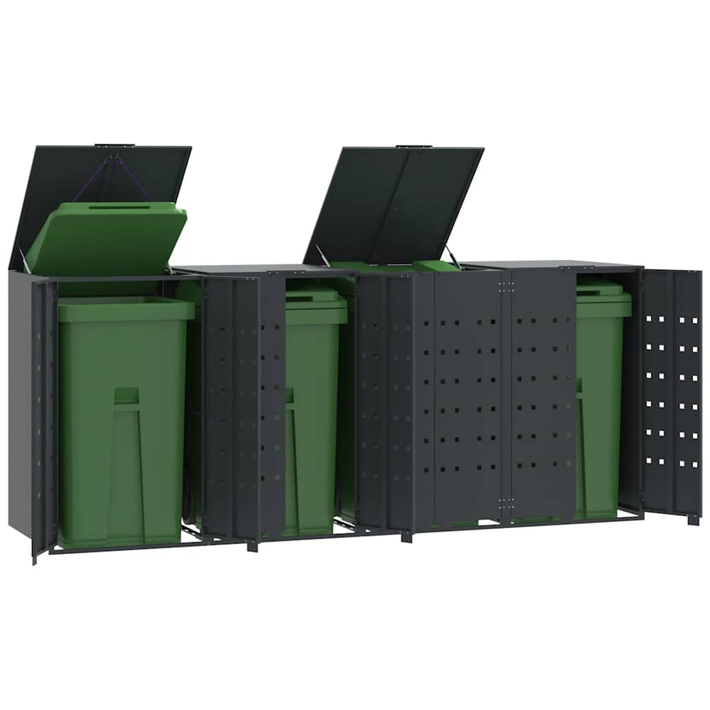 vidaXL 4-Bin Wheelie Bin Shed Anthracite 276x79x117 cm Steel