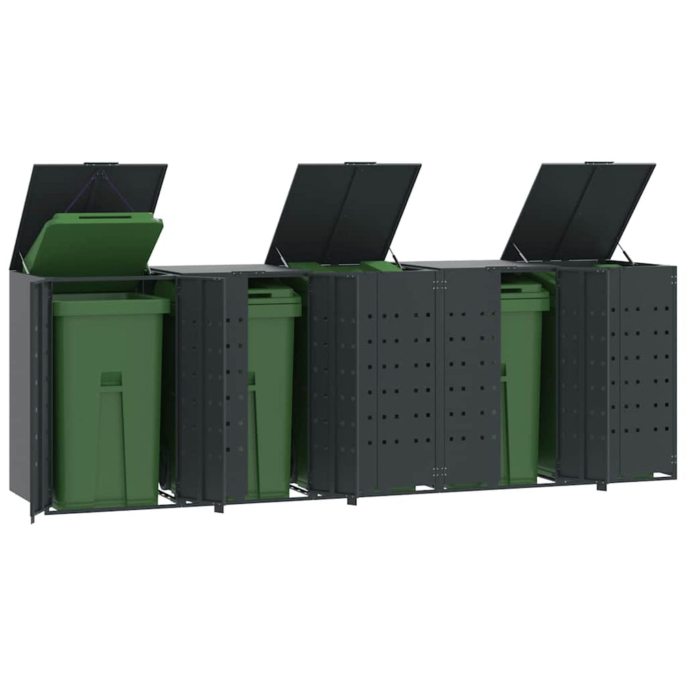 vidaXL Wheelie Bin Shed for 5 Bins Anthracite 345x79x117 cm Steel