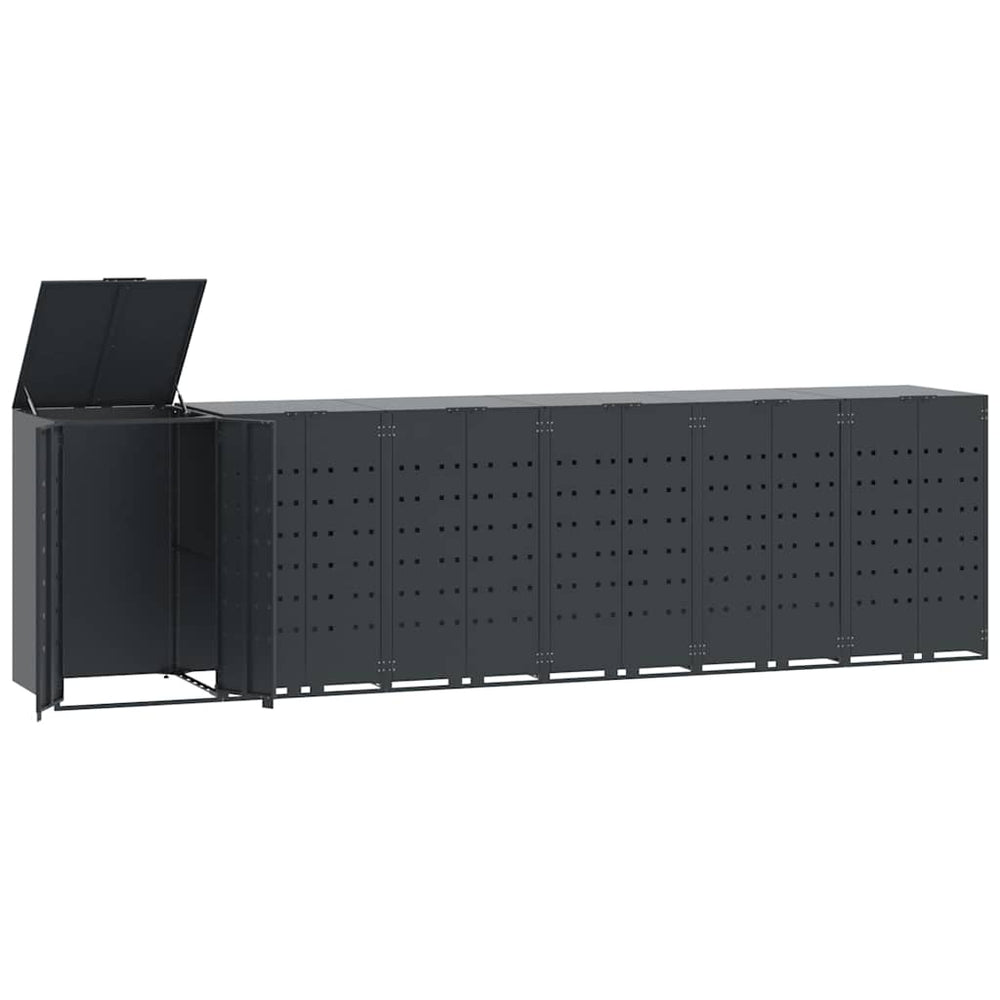 vidaXL 6-Bin Dustbin Shed Anthracite 414x79x117 cm Steel