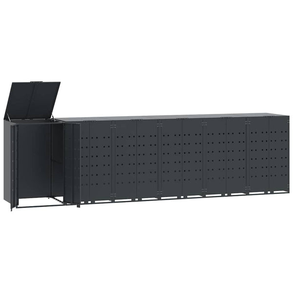 vidaXL 6-Bin Dustbin Shed Anthracite 414x79x117 cm Steel