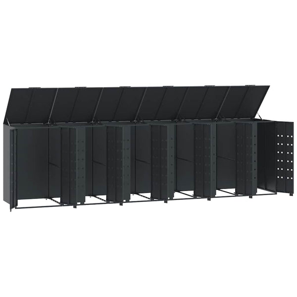vidaXL 6-Bin Dustbin Shed Anthracite 414x79x117 cm Steel