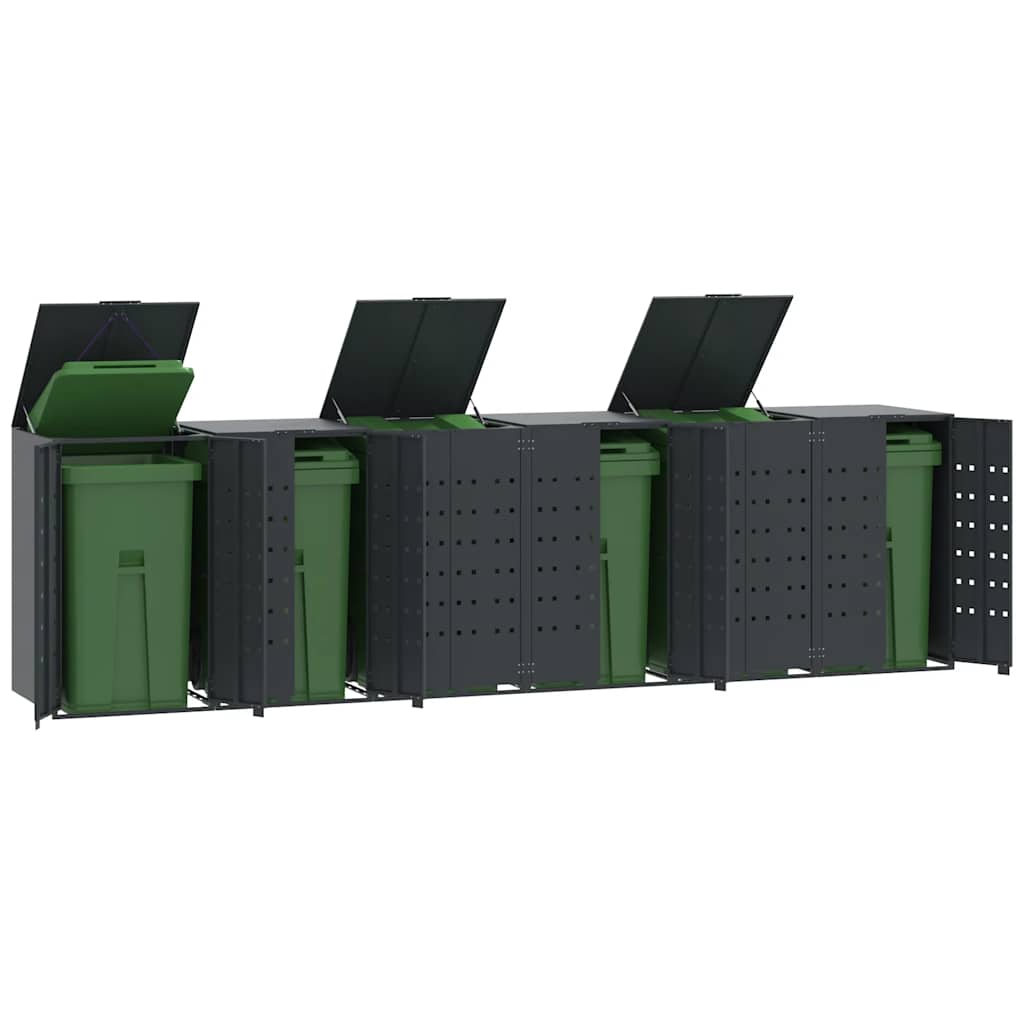 vidaXL 6-Bin Dustbin Shed Anthracite 414x79x117 cm Steel