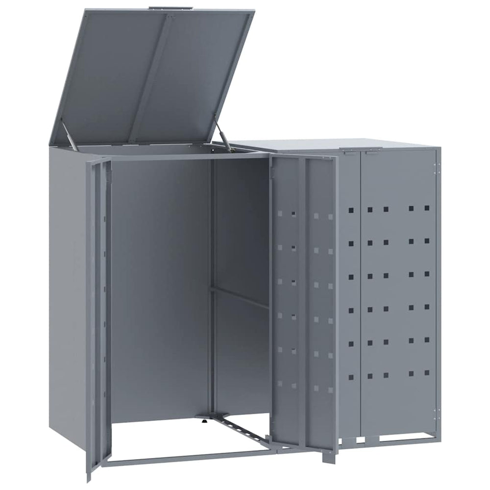 vidaXL Dustbin Shed for 2 Bins Grey 138x79x117 cm Steel