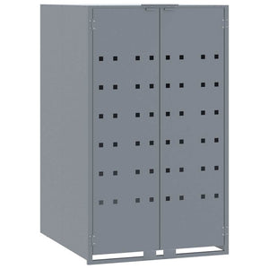 vidaXL Dustbin Shed for 2 Bins Grey 138x79x117 cm Steel