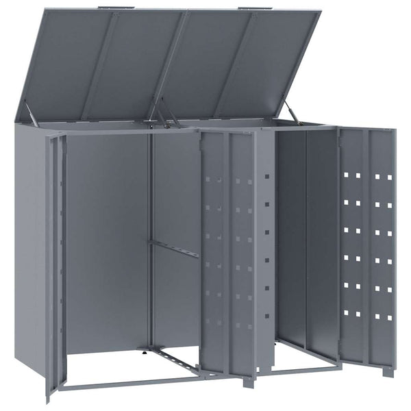 vidaXL Dustbin Shed for 2 Bins Grey 138x79x117 cm Steel