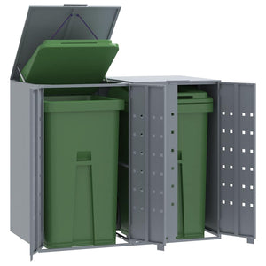 vidaXL Dustbin Shed for 2 Bins Grey 138x79x117 cm Steel