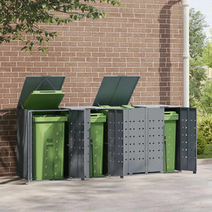 vidaXL Wheelie Bin Storage for 4 Bins Grey 276x79x117 cm Steel