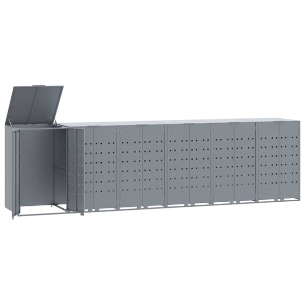 vidaXL Bin Storage Shed for 6 Bins Gray 414x79x117 cm Steel