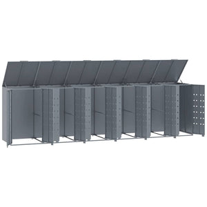 vidaXL Bin Storage Shed for 6 Bins Gray 414x79x117 cm Steel