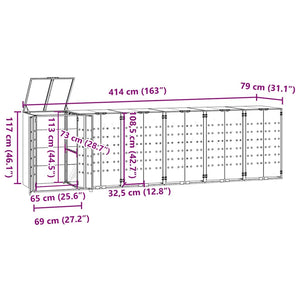 vidaXL Bin Storage Shed for 6 Bins Gray 414x79x117 cm Steel