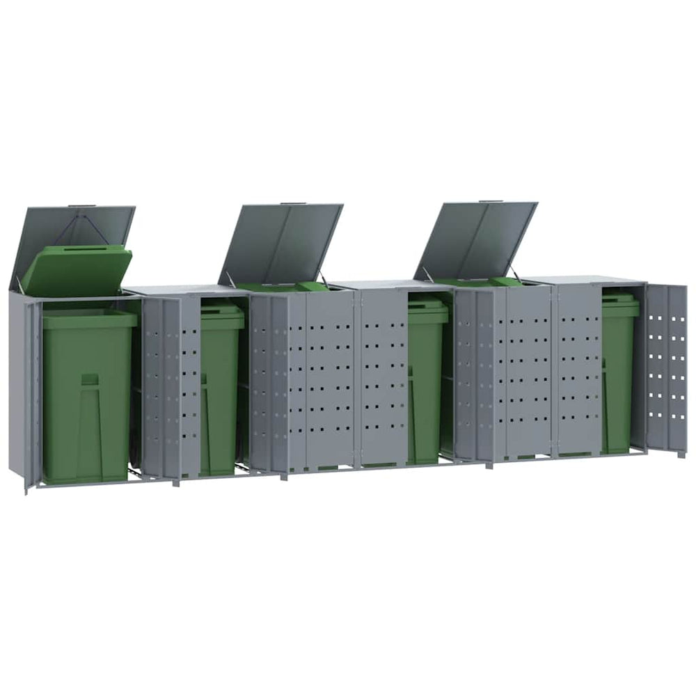 vidaXL Bin Storage Shed for 6 Bins Gray 414x79x117 cm Steel
