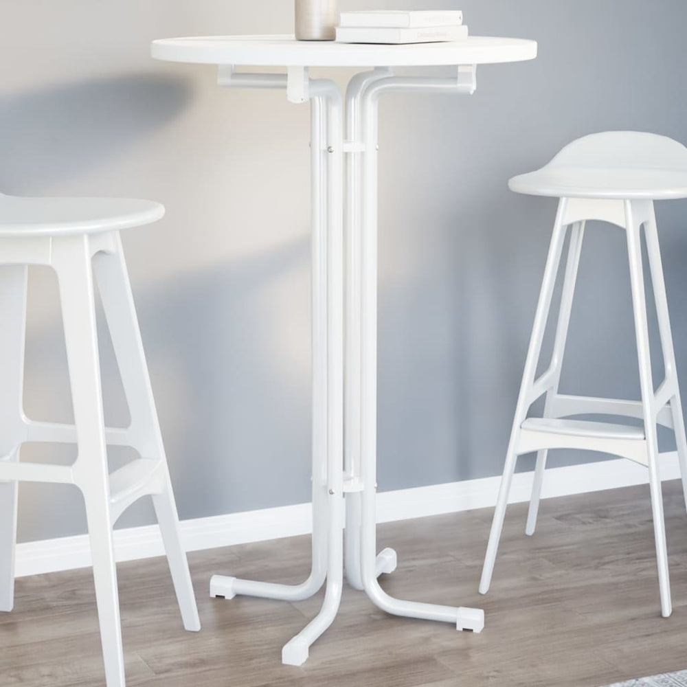 vidaXL Bar Table White Ø70x110 cm Engineered Wood and Steel