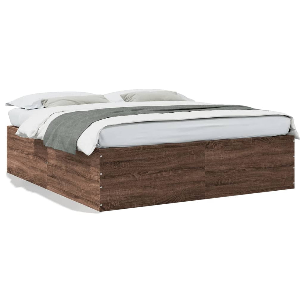 vidaXL Bed Frame Brown Oak Look 200x200 cm Engineered Wood