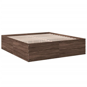 vidaXL Bed Frame Brown Oak Look 200x200 cm Engineered Wood