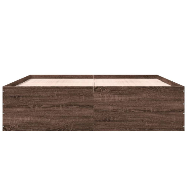 vidaXL Bed Frame Brown Oak Look 200x200 cm Engineered Wood