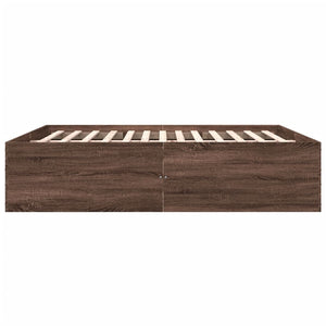 vidaXL Bed Frame Brown Oak Look 200x200 cm Engineered Wood