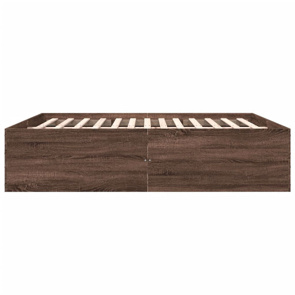 vidaXL Bed Frame Brown Oak Look 200x200 cm Engineered Wood
