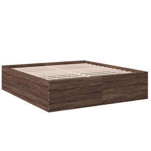 vidaXL Bed Frame Brown Oak Look 200x200 cm Engineered Wood