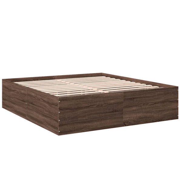 vidaXL Bed Frame Brown Oak Look 200x200 cm Engineered Wood